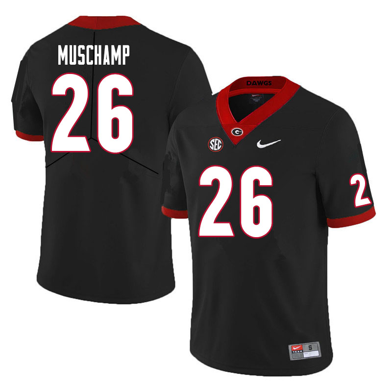Men #26 Jackson Muschamp Georgia Bulldogs College Football Jerseys Sale-Black
